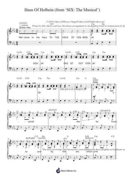 Haus Of Holbein Sheet Music by Misc Soundtrack-Arr.Raemen