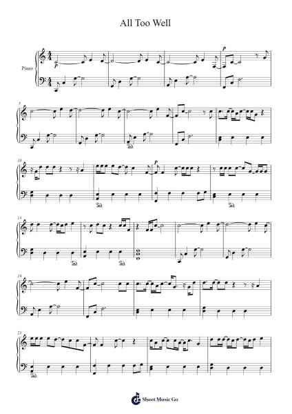 All Too Well Sheet Music by Taylor Swift-Arr.Vanlett Hudrey