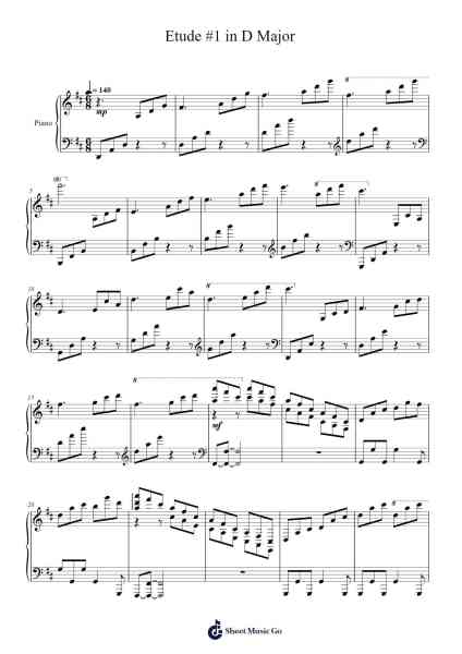 Etude No. 1 in D Major Sheet Music by Ethan Dunne-Arr.Olchel