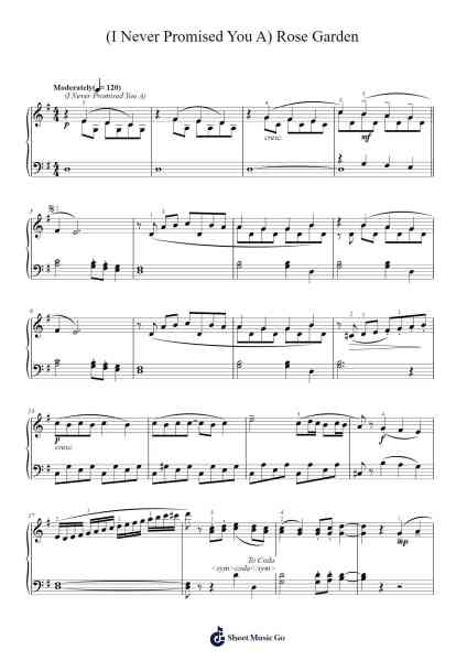 (I Never Promised You A) Rose Garden Sheet Music by Lynn Anderson-Arr.Yalegus