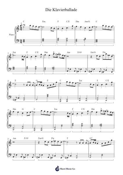 Die Klavierballade Musica per pianoforte di Stefan Will - Arr.Trissy Haydore