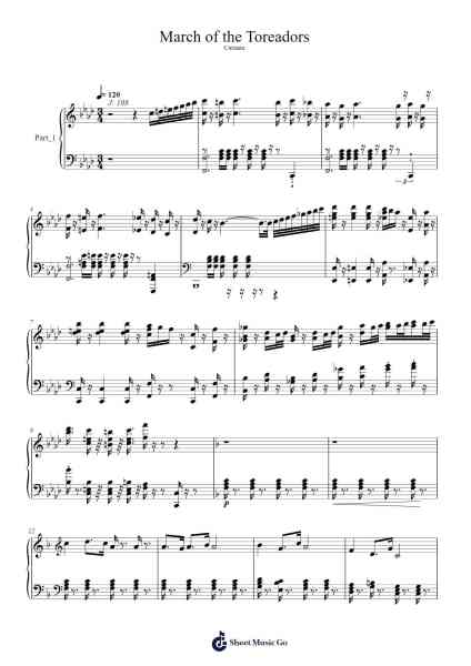 March of the Toreadors Sheet Music by Georges Bizet-Arr.Junegia Wato