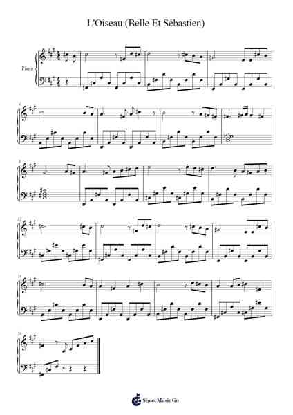 L'Oiseau (Belle Et Sébastien) Sheet Music by Éric Demarsan/Daniel White-Arr.Beernoel Oisensharp