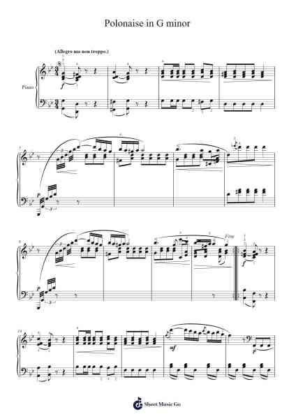 Polonaise in G Minor, B1, "Posthumous" Sheet Music by Frédéric Chopin-Arr.Beerthune