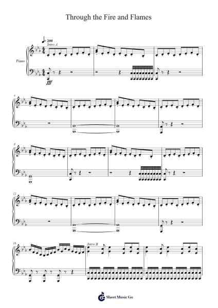 Through the Fire and Flames Sheet Music by Draganović. A-Arr.Gibger Burnsleif