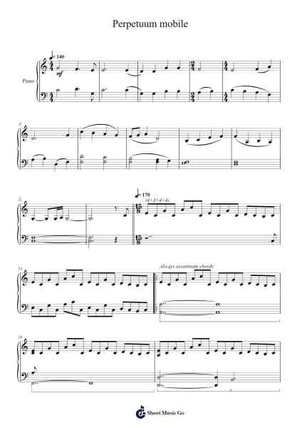 Perpetuum Mobile Sheet Music by Penguin Cafe Orchestra-Arr.Calgram Louikim