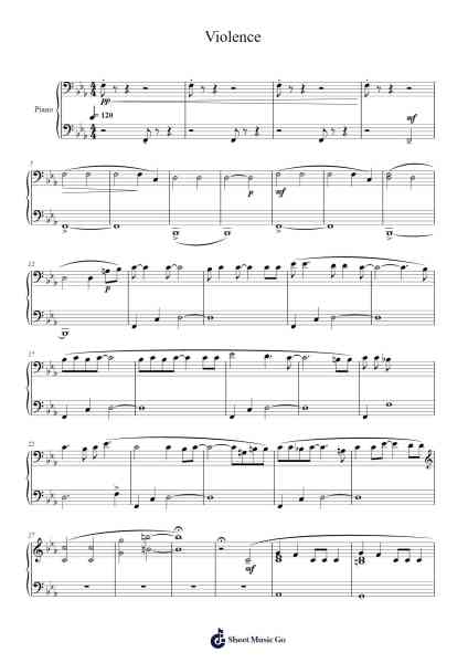 Violence Sheet Music by evanjohnson88-Arr.Bophen