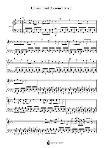 Dream Land (Gourmet Race) Sheet Music by pikakid-Arr.Popnis Drewtience