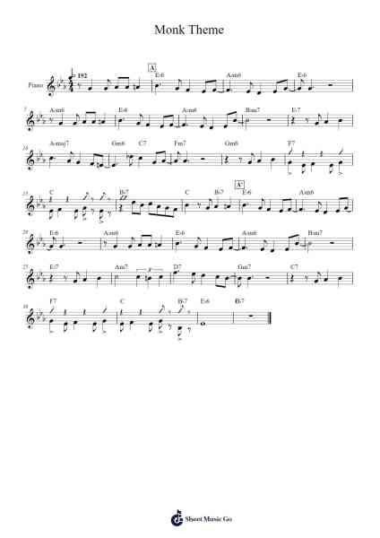 Monk Theme Sheet Music by Jeff Beal-Arr.Fordlome