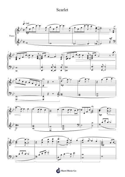 Scarlet Sheet Music by Ryo Sakai-Arr.Joanbar Crichniel