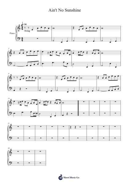 Ain't No Sunshine Sheet Music by Bill Withers-Arr.Beerthune
