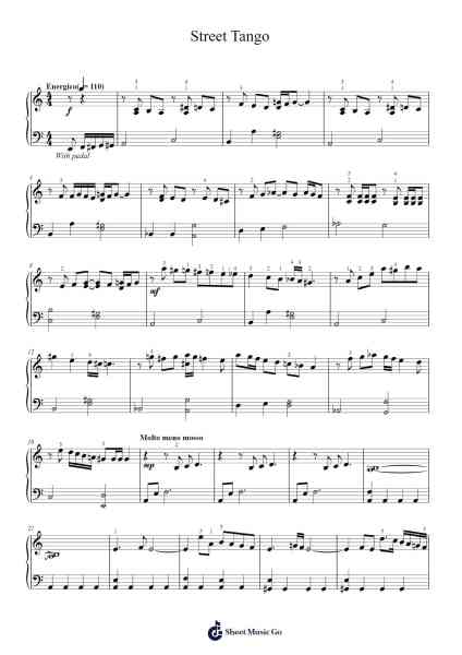 Street Tango Sheet Music by Astor Piazzolla-Arr.Cookjoe