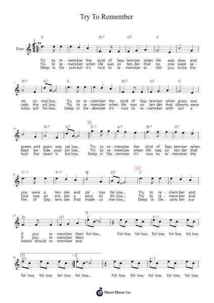 Try To Remember Sheet Music by Harvey Schmidt-Arr.Latbel Conler