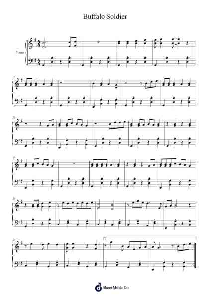 Buffalo Soldier Sheet Music by Bob Marley-Arr.Saslaide Wattvic