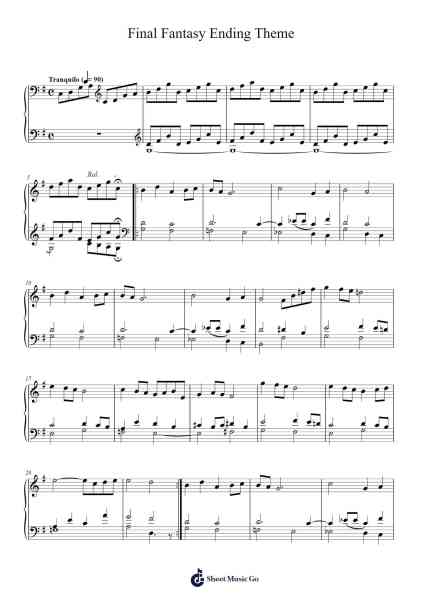 Final Fantasy Ending Theme Sheet Music by Nobou Uematsu-Arr.Poundrett Lonlon