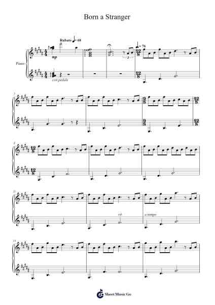 Born a Stranger Sheet Music by Kan Gao/Laura Shigihara-Arr.Sigwy Lorxine