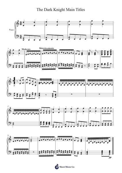 The Dark Knight Main Titles Sheet Music by Hans Zimmer-Arr.Nickkirk Inje