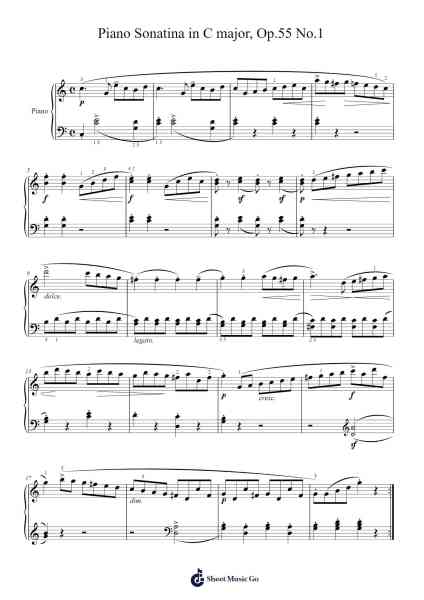 Piano Sonatina in C Major, Op. 55 No. 1 Sheet Music by Friedrich Kuhlau-Arr.Zimwis