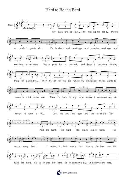 Hard to Be the Bard Sheet Music by Karey Kirkpatrick/WAYNE KIRKPATRICK-Arr.Stelgil Kaycia