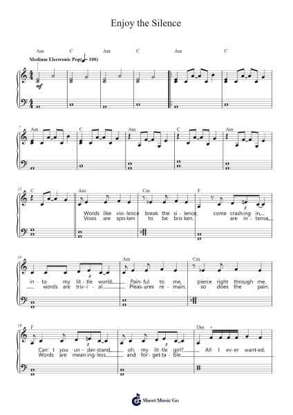Enjoy the Silence Sheet Music by Depeche Mode-Arr.Bairdted Fage
