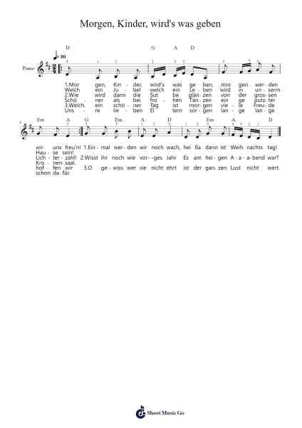 Morgen, Kinder, wird's was geben Sheet Music by Traditional-Arr.Holew Brianmaud