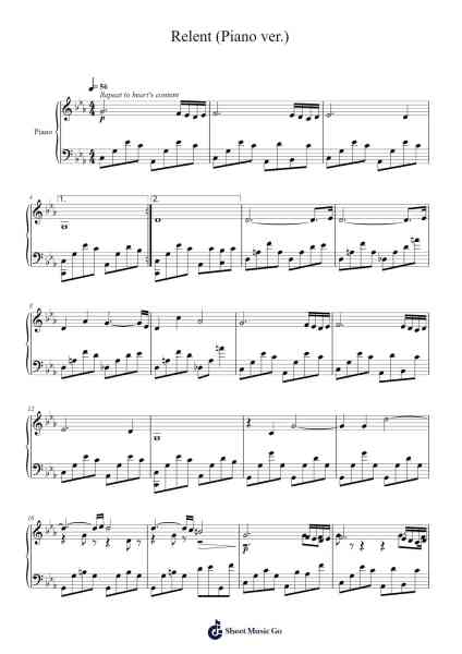 Relent (Piano ver.) Sheet Music by Kevin MacLeod-Arr.Shawloyd