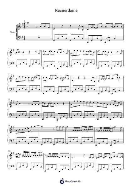 Recuerdame Partition de musique par Luis M Tovar-Arr.Mattvelt