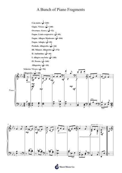 A Bunch of Piano Fragments Sheet Music by Brian Berino-Arr.Rooryl Petnoel