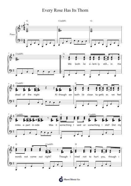 Every Rose Has Its Thorn Sheet Music by Poison-Arr.Pistal