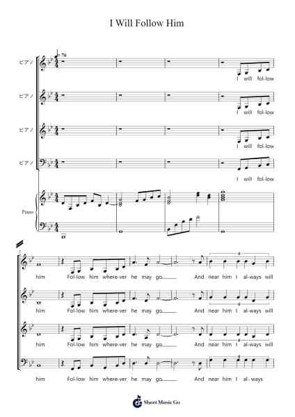 I Will Follow Him Sheet Music by Deloris & The Sisters-Arr.Pagdrow Kathrin