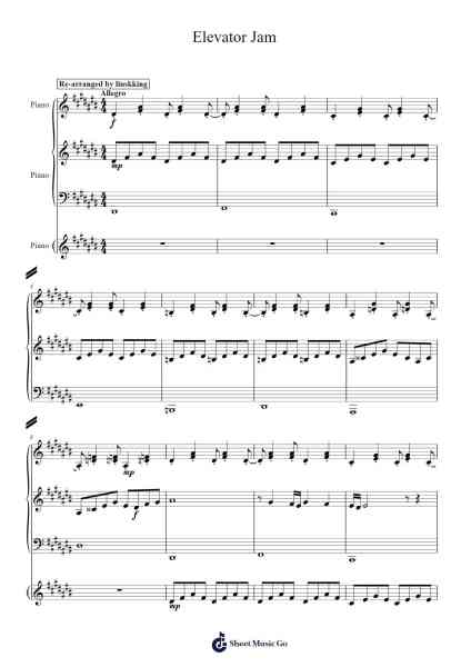 Elevator Jam Sheet Music by LSPLASH-Arr.Mewood Teries