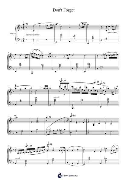 Don't Forget Sheet Music by Satoru Kosaki-Arr.Jillmo Grantbott