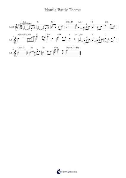 Narnia Battle Theme Sheet Music by Harry Gregson-Williams-Arr.Frannence Harstowe
