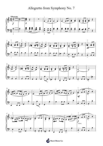 Symphony No. 7 in A Major, Op. 92: II. Allegretto Sheet Music by Ludwig van Beethoven-Arr.Clifffitch
