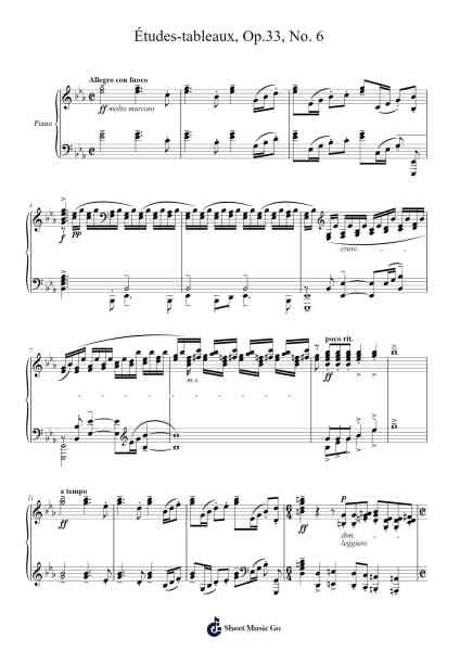 Études-Tableaux in E-flat Minor, Op. 33, No. 6: Allegro con fuoco Sheet Music by Sergei Rachmaninoff-Arr.Sylgou