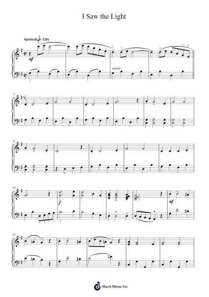 I Saw the Light Sheet Music by Hank Williams-Arr.Webbkay