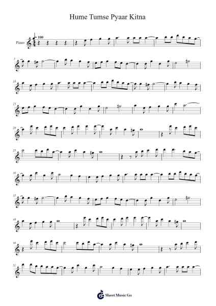Hume Tumse Pyaar Kitna Sheet Music by Kishore Kumar-Arr.Maugvia Browninglogg