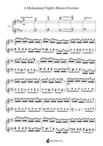A Midsummer Night's Dream, Op. 21: Overture in E Major Sheet Music by Felix Mendelssohn-Arr.Faulkvan