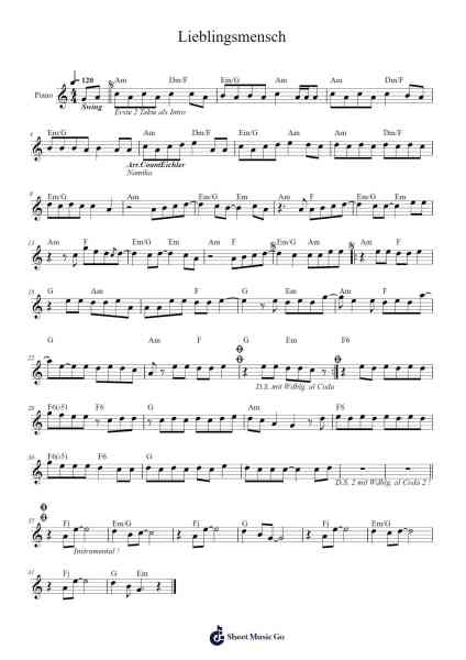 Lieblingsmensch Sheet Music by Namika-Arr.Morsedric