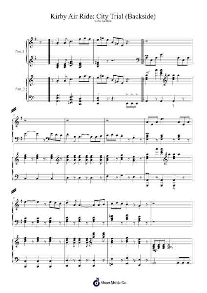 Kirby Air Ride: City Trial (Backside) Sheet Music by Jun Ishikawa/Hirokazu Ando-Arr.Cumwyatt