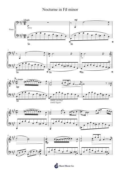 Nocturne in F♯ Minor, Op. 48 No. 2 Sheet Music by Hesing Woolxia-Arr.Rusmike Hudje