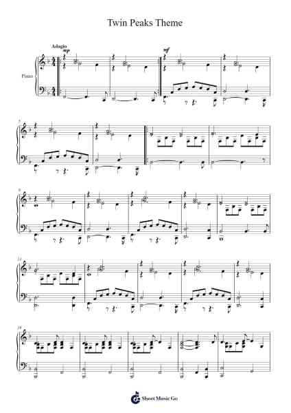 Twin Peaks Theme Sheet Music by Angelo Badalamenti-Arr.Graynix Johncarr