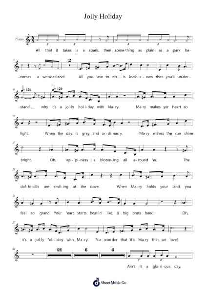 Jolly Holiday Sheet Music by undefined-Arr.Shawloyd