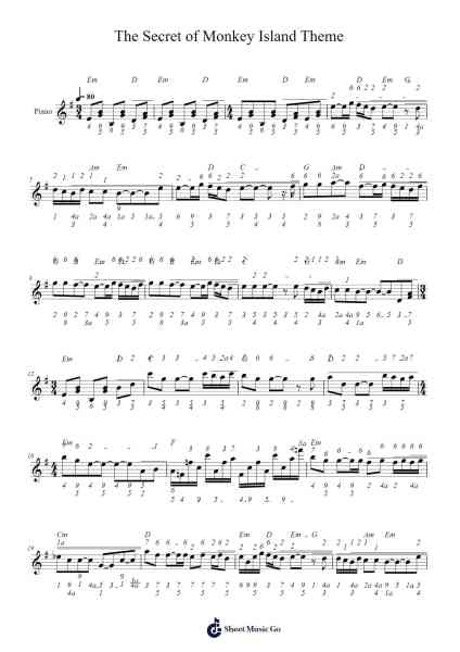 The Secret of Monkey Island Theme Sheet Music by Michael Z. Land-Arr.Krisbe Chadky