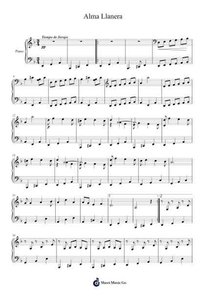 Alma Llanera Sheet Music by Pedro Elias Gutiérrez-Arr.Reywood