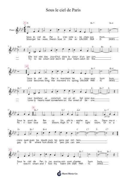 Sous le ciel de Paris Sheet Music by Hubert Giraud-Arr.Danchloe