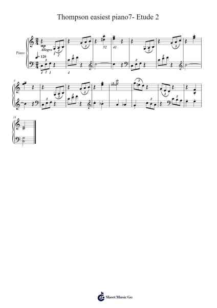 Thompson easiest piano7- Etude 2 Sheet Music by John Thompson-Arr.Orine Samtim