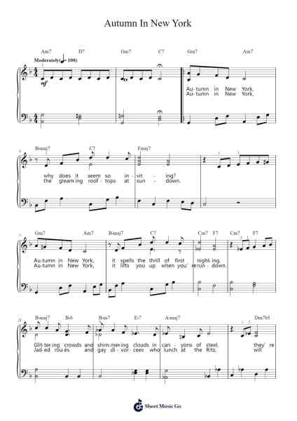 Autumn In New York Sheet Music by Frank Sinatra-Arr.Clytate