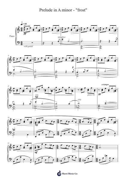 Prelude in A minor - "frost" Sheet Music by Bethany Wakim-Arr.Gracejosh