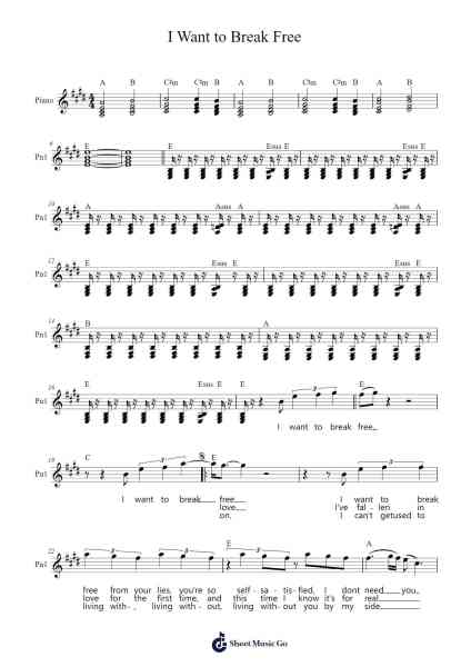 I Want to Break Free Sheet Music by Queen-Arr.Pruthel
